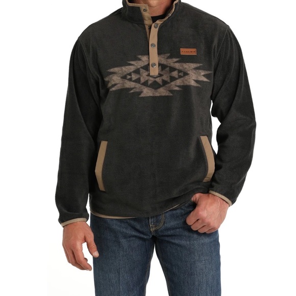 Cinch Other - Cinch Black and Tan Geometric Fleece Pullover